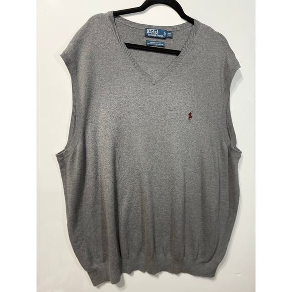 Ralph Lauren Polo Sweater Vest Men's Size 3XLT (Tall) Grey Casual Preppy Golf - Picture 1 of 6